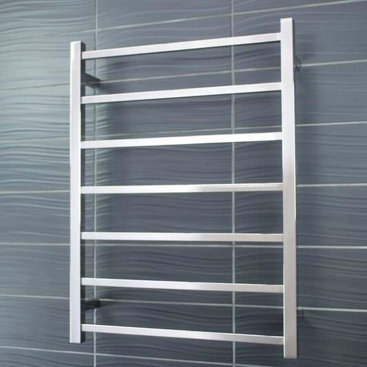 Radiant Polished Chrome 600 x 800mm Square HEATED Towel Rail LEFT
