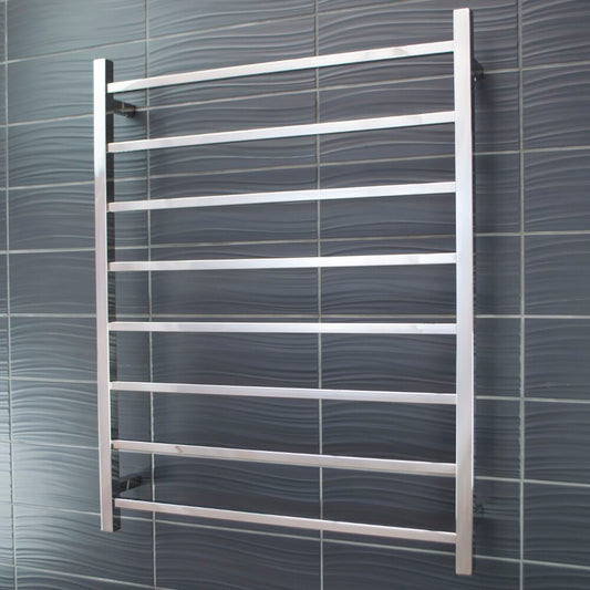 Radiant Polished Chrome 800 x 1000mm Square HEATED Towel Rail LEFT