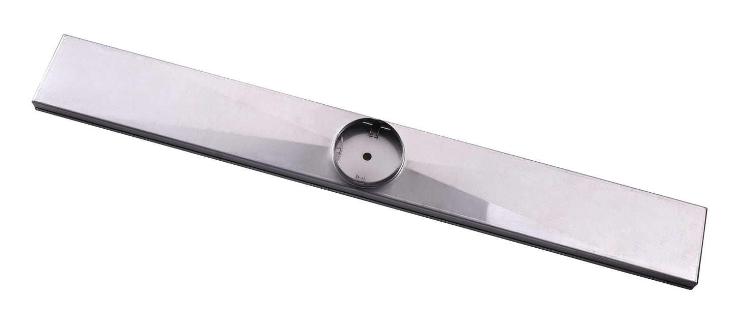 600mm Stainless Steel/Chrome Tile Insertl Floor Waste - Center Cut