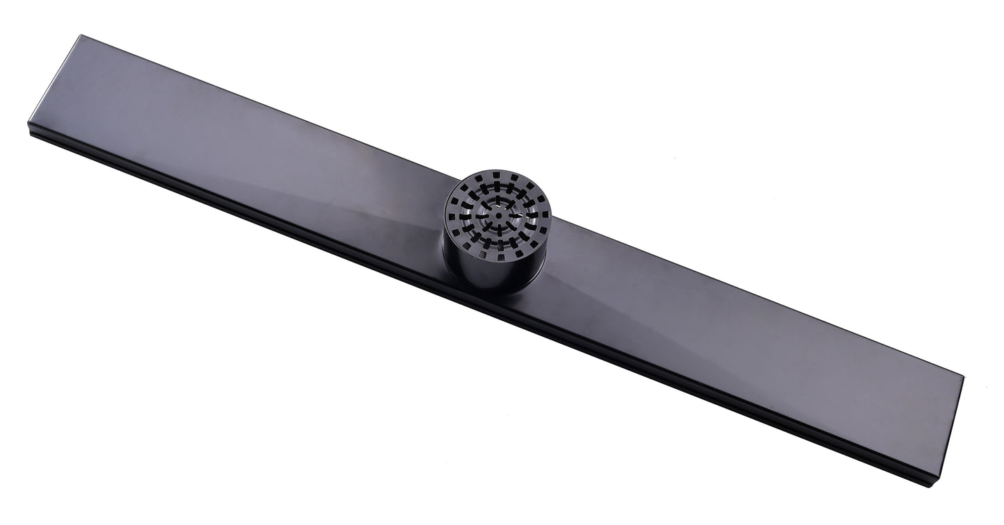 1000mm Gun Metal Tile Insertl Floor Waste - Center Cut
