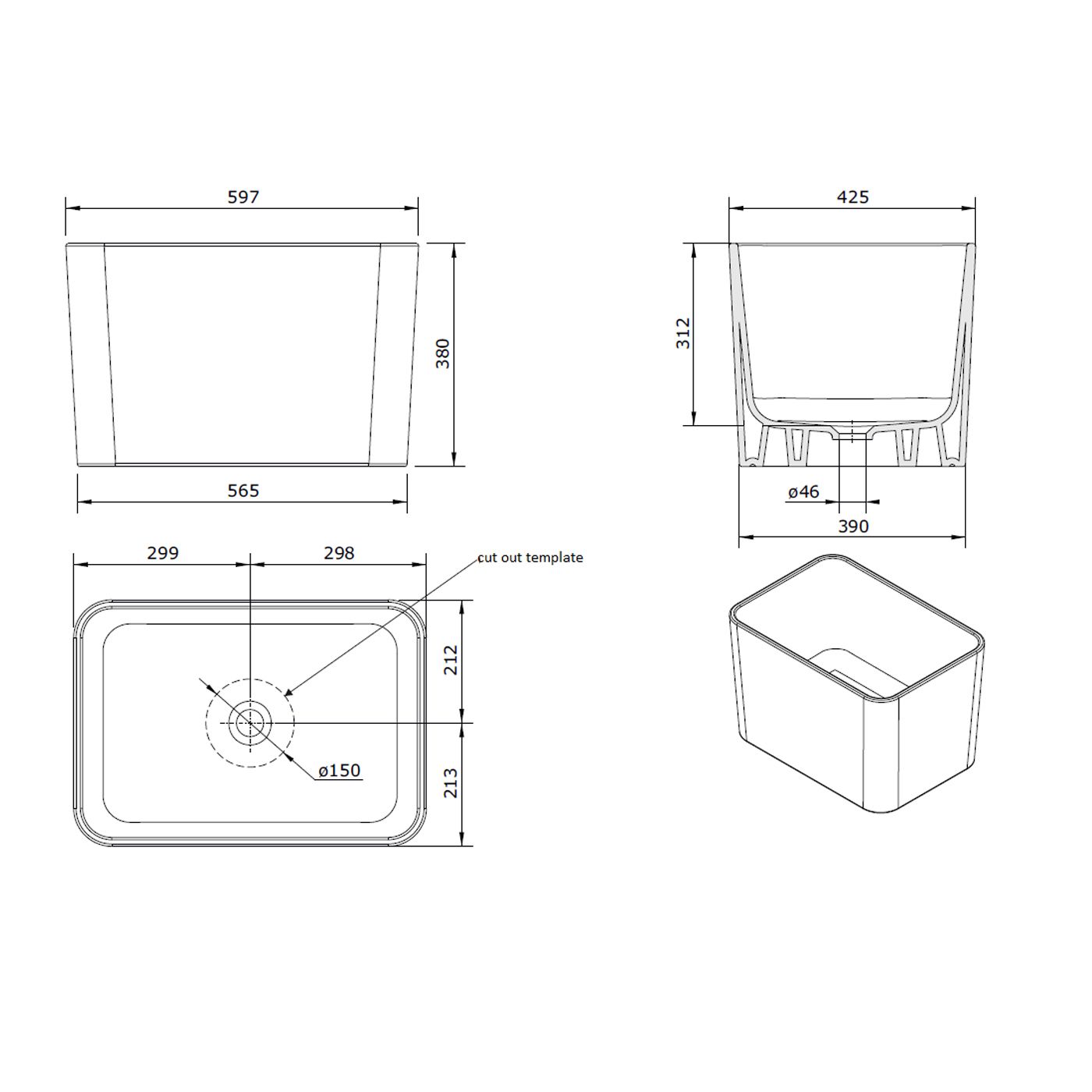 Tribo 60x42 Fireclay Sink