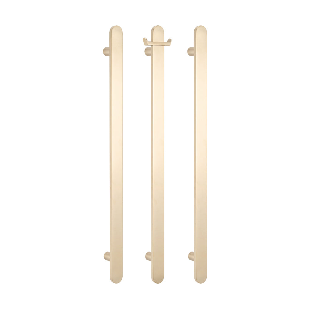 Radiant Warm Brushed Nickel Flat Profile Vertical 930mm NON-HEATED Single Bar Towel Rail