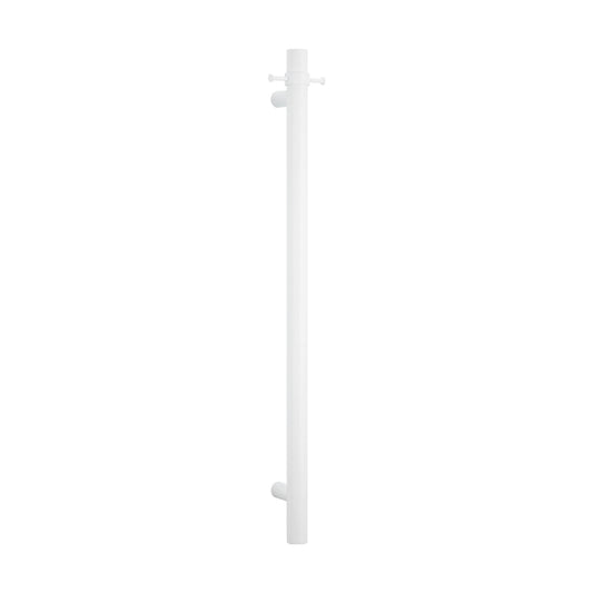 Radiant Matt White Vertical 950mm Round NON-HEATED Single Bar Towel Rail