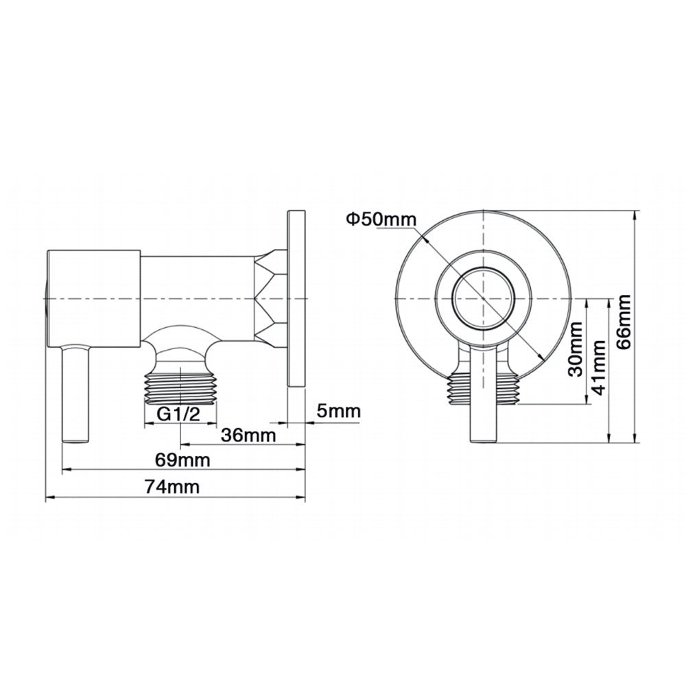 Round Chrome Toilet Stop Tap(One Pair)
