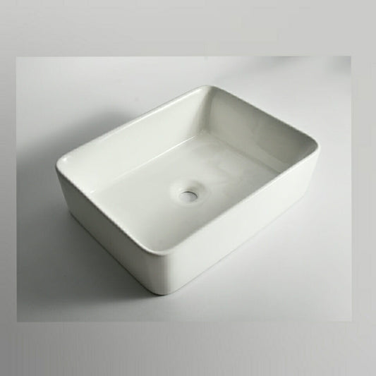 Luna - 480mm Gloss White Rectangular  Above Counter Basin | 480x370x130mm