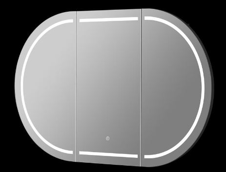 1500mmx800mm Olivia Oval LED Shaving Cabinet - Matte Black