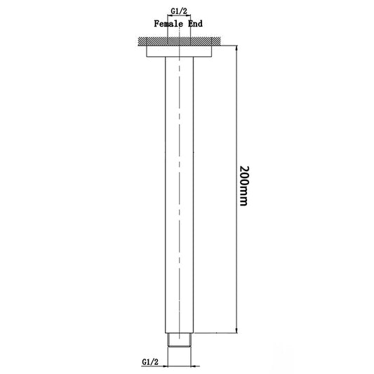 Square Gun Metal Grey Ceiling Shower Arm 200mm