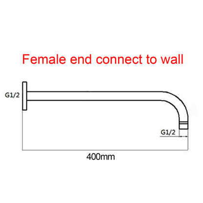 Round Chrome Wall Straight Shower Arm 400mm