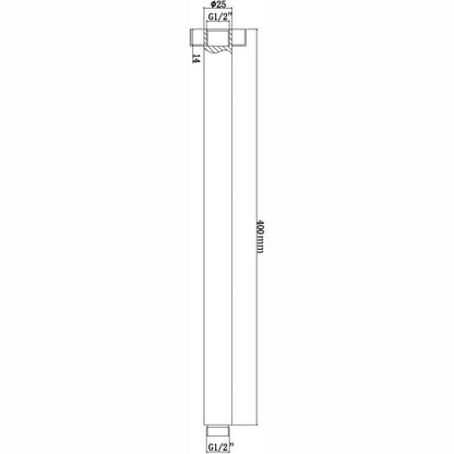 Round Black Ceiling Shower Arm 400mm