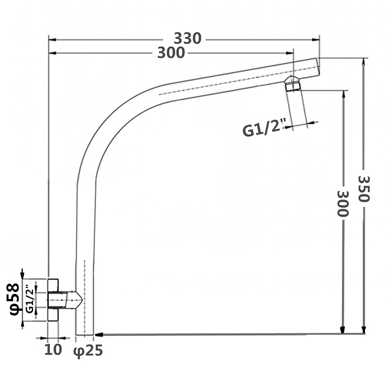 Round Gun Metal Grey Wall Mounted Shower Arm