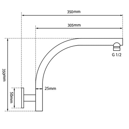 Round Chrome Swivel Wall Mounted Shower Arm