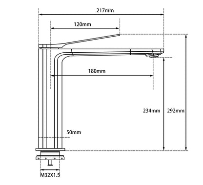 RUSHY Series Brushed Gun Metal Grey Tall Basin Mixer