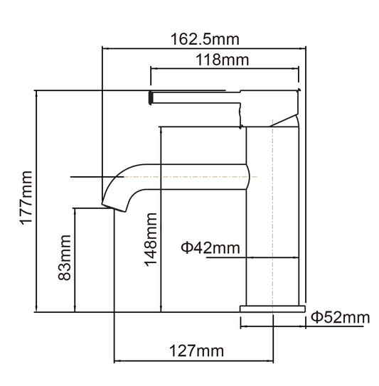 LUCID PIN Series Round Brushed Gun Metal Grey Basin Mixer