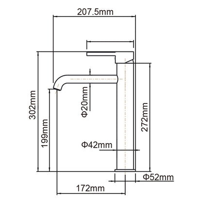 LUCID PIN Series Round Brushed Copper Tall Basin Mixer