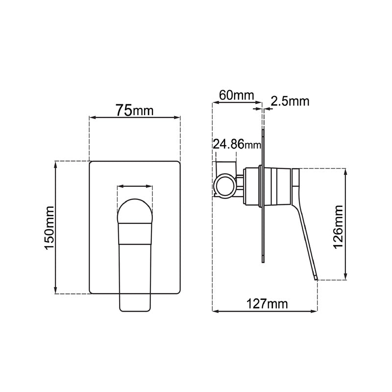 RUSHY Series Square Brushed Nickel Wall Mixer(color up)