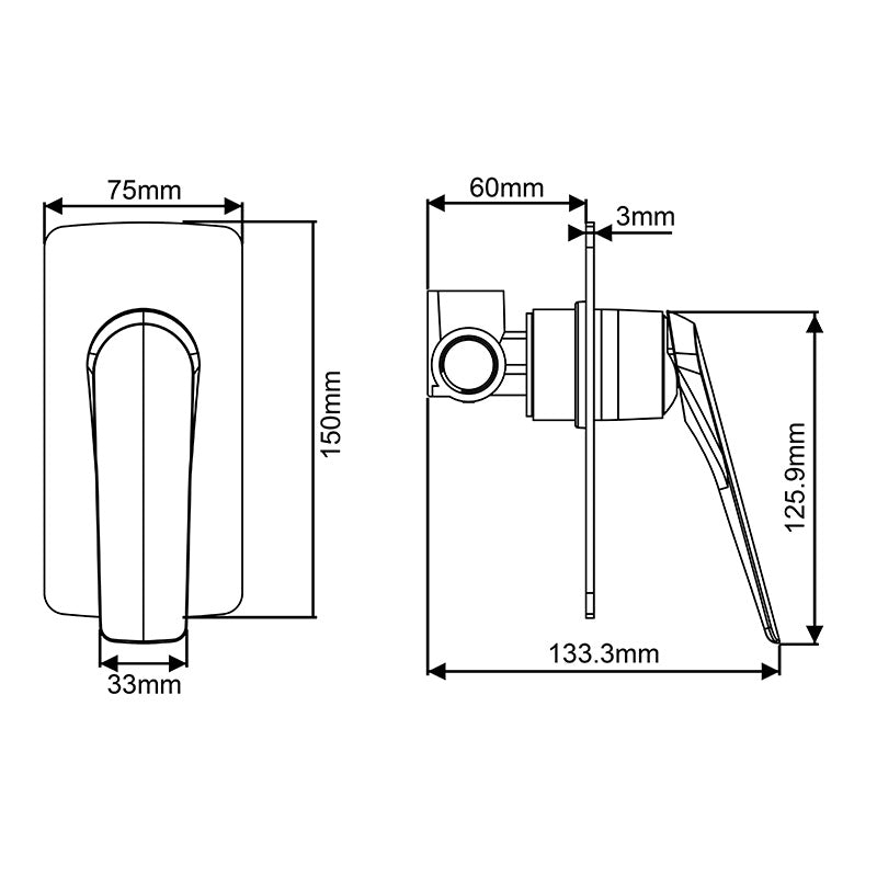 AU Series Square Chrome Wall Mixer