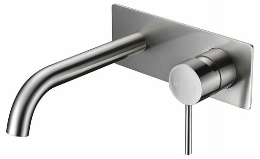 IKON-Hali wall basin Mixer with curved spout in brushed nick