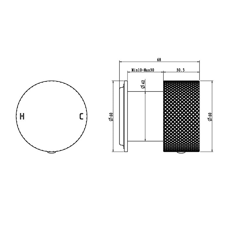 MOON Series Round Black Progressive Wall Mixer Handle(match CLPM)