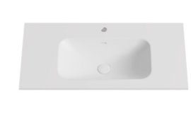 900mmx460mm Solid Surface Moulded Top - Matte White - Tap Hole