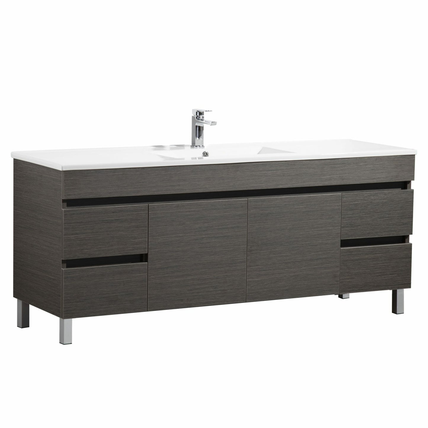 1500mm Evie Floor Vanity PVC - Cabinet Only - Single/Double Bowl - Dark Brown