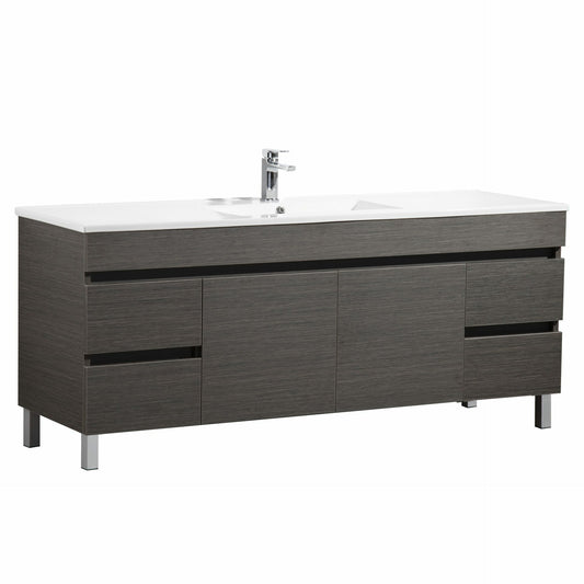 1500mm Evie Floor Vanity PVC - Cabinet Only - Single/Double Bowl - Dark Brown