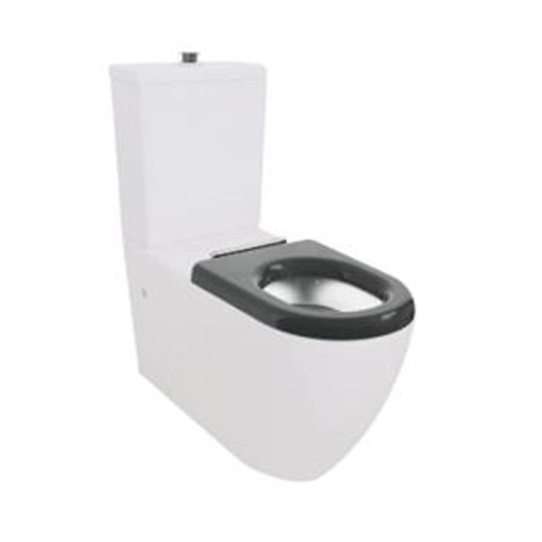 Asta Disable Rimless Toilet Suite, Back/Left and Right Bottom Inlet Cistern (KDK800C) with Rimless Flush Pan (KDK800P Grey Seat), Size: 810*355*880mm