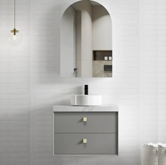 Boston Bevel Edge Wall Hung Vanity - Matte Grey - 750mm