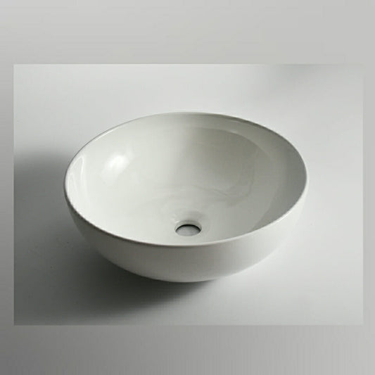 Luna - 400mm Gloss White Round Above   Counter Basin  -  400x400x130mm
