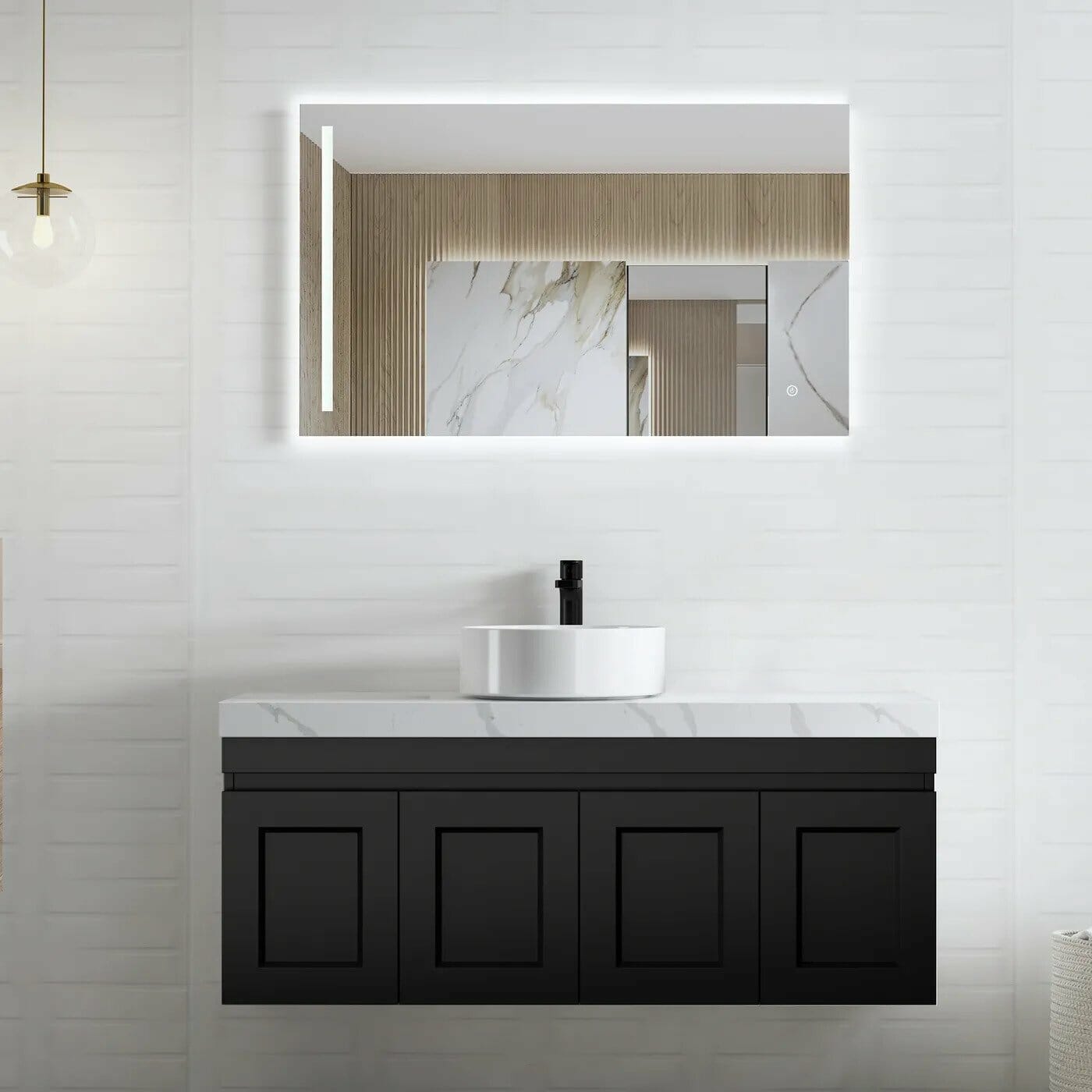 Hampton Mark II Wall Hung Vanity - Matt Black - 1200mm