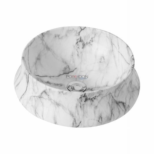 Above Counter Ceramic Basin - Carrara -  Matt White - Round - 400mm