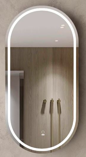450mmx900mm Olivia Oval LED Shaving Cabinet - Matte Black