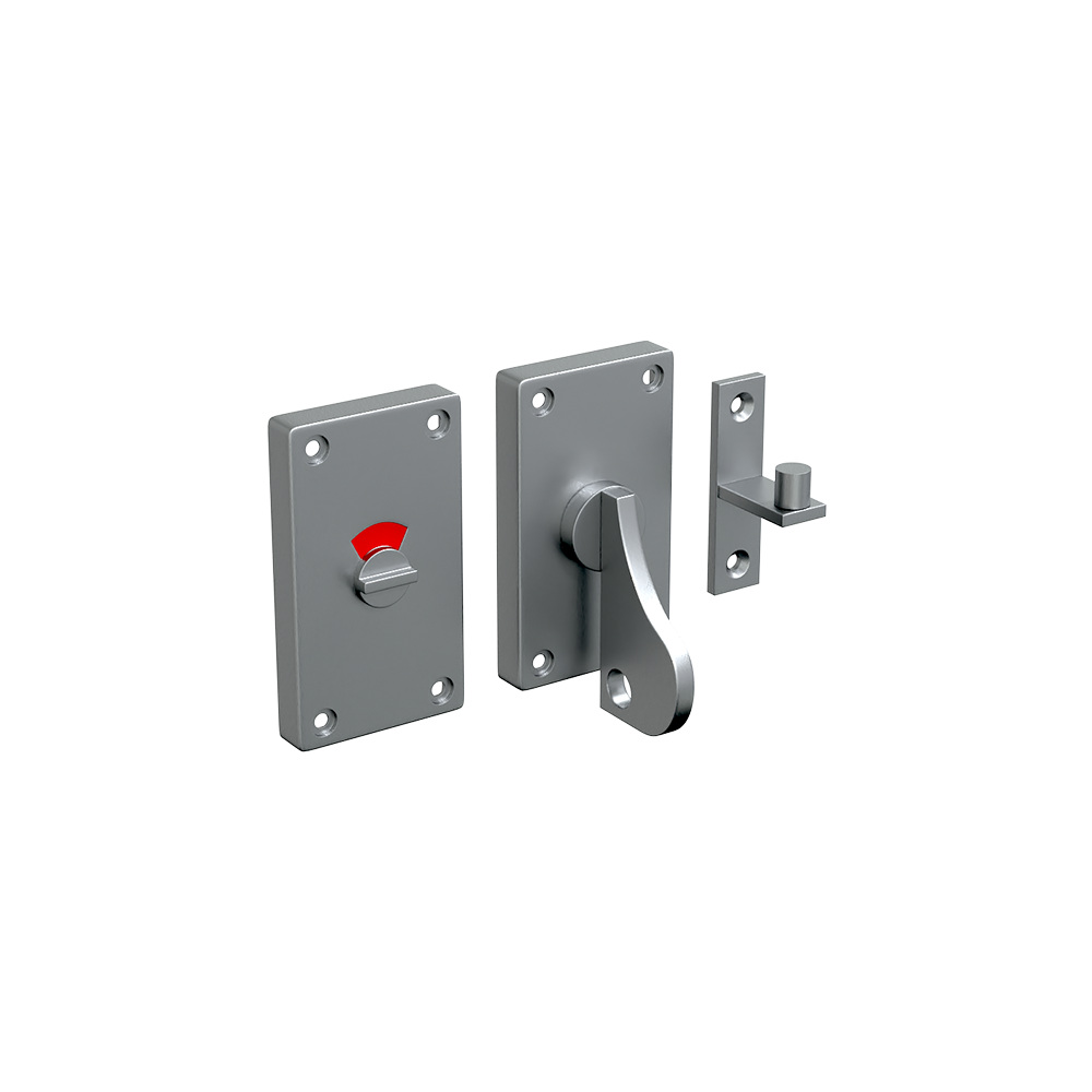 Sliding Door Indicator and Lock, Polished Aluminium