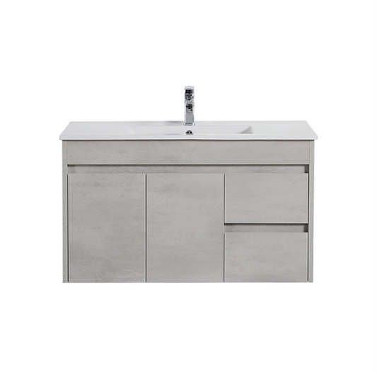 Nova Plywood Wall Hung Vanity - Concrete   Grey - 900mm