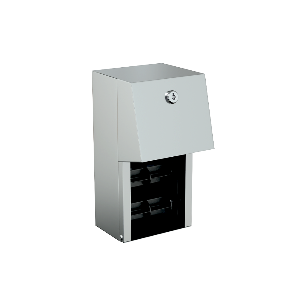 Surface Mounted Double Roll Toilet Paper Dispenser Lockable SS