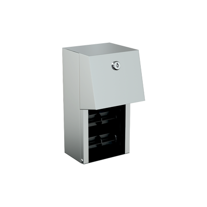 Surface Mounted Double Roll Toilet Paper Dispenser Lockable SS