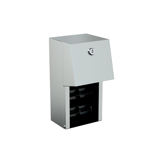 Surface Mounted Double Roll Toilet Paper Dispenser Lockable SS