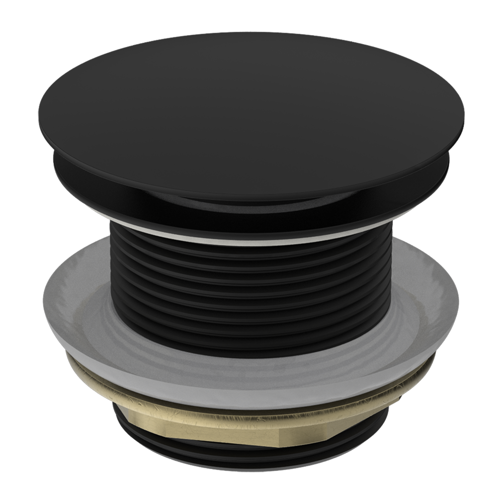 40mm Matt Black Solid Brass Mushroom Bathtub Pop Up Waste - NO Overflow