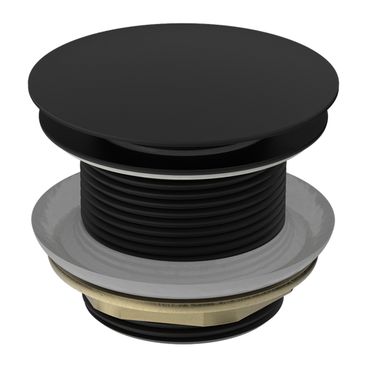40mm Matt Black Solid Brass Mushroom Bathtub Pop Up Waste - NO Overflow