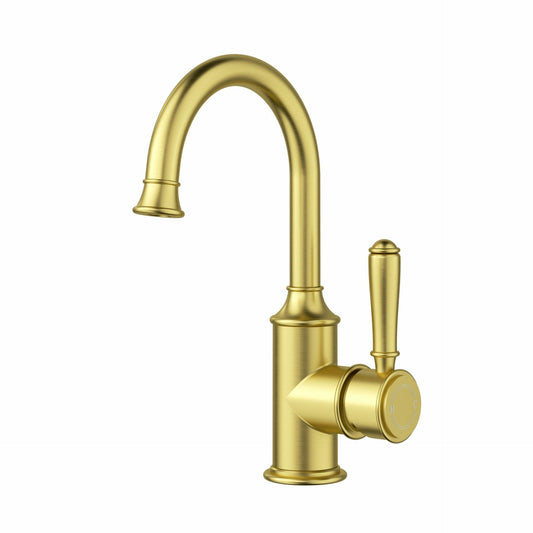 Clasico Gooseneck Basin Mixer in Brushed Gold