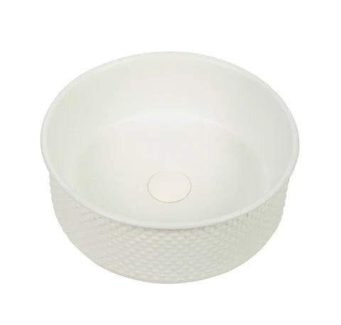 385*385*140mm Polar Subtly Textured Exterior with Matte White Interior Finish Above Counter Basin