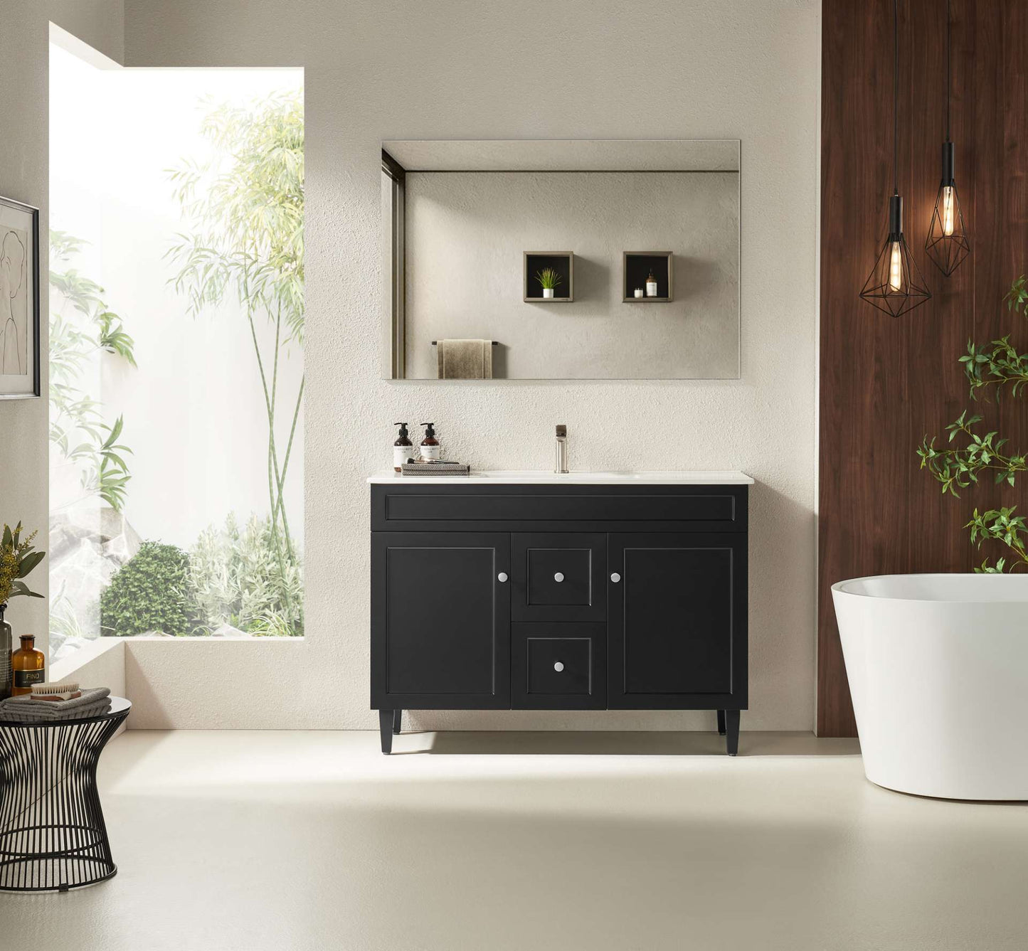 1200mm Harrington Floor Vanity PVC - Cabinet Only - Double Bowl - Matte Black