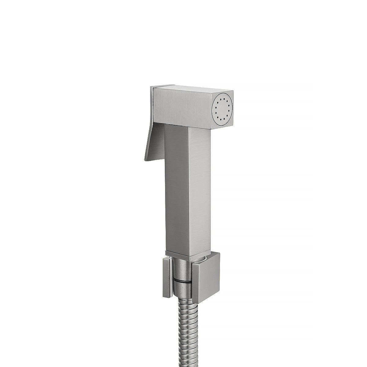 Square Brushed Nickel Brass Toilet Bidet Spray Kit with Stainless Steel Hose