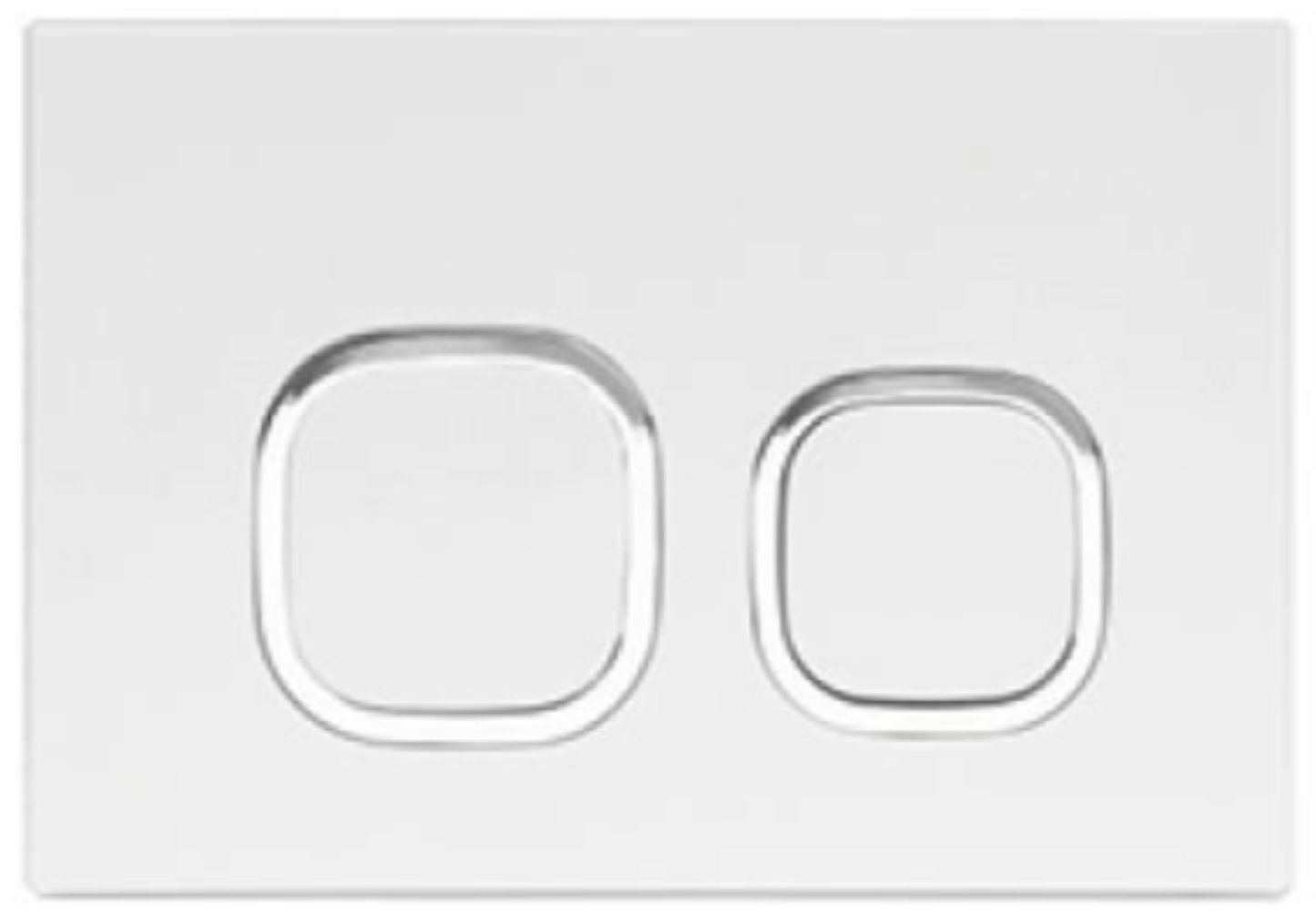 R&T Dual Flush Plate Square White/Chrome Rounded Corner