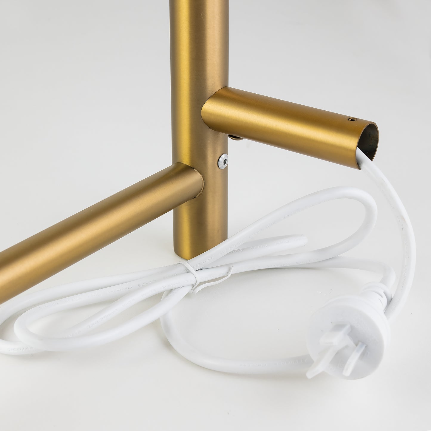 Round Brushed Brass Electric Heated Towel Rack 4 Bars