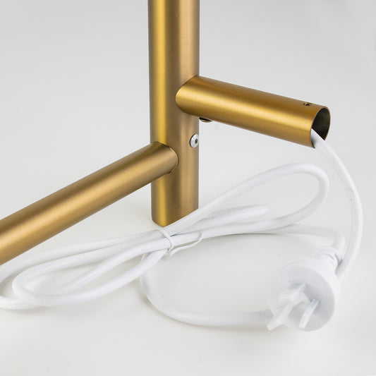 Round Brushed Brass Electric Heated Towel Rack 4 Bars