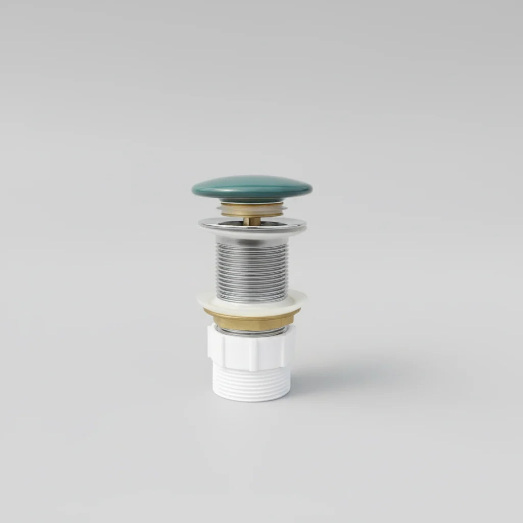 Matte Green Pop-up waste 32 mm Non-over Flow with Matte Green Ceramic Cap