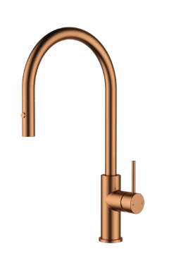 Otus Slimline ss Gooseneck Pull-Out Sink Mixer In Brushed Copper