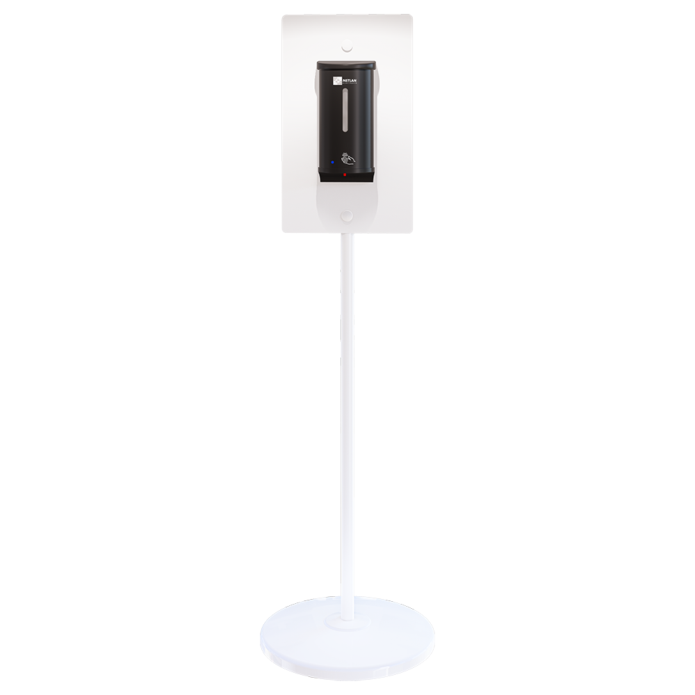 Hygiene Station with Stainless Steel Stand & Sanitiser Dispenser - Finish: Designer Black