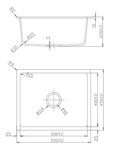 Fomos Sink - 550 x 450mm - Black