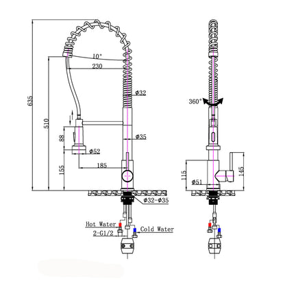 Tall Spring Chrome Pull Out Kitchen Mixer